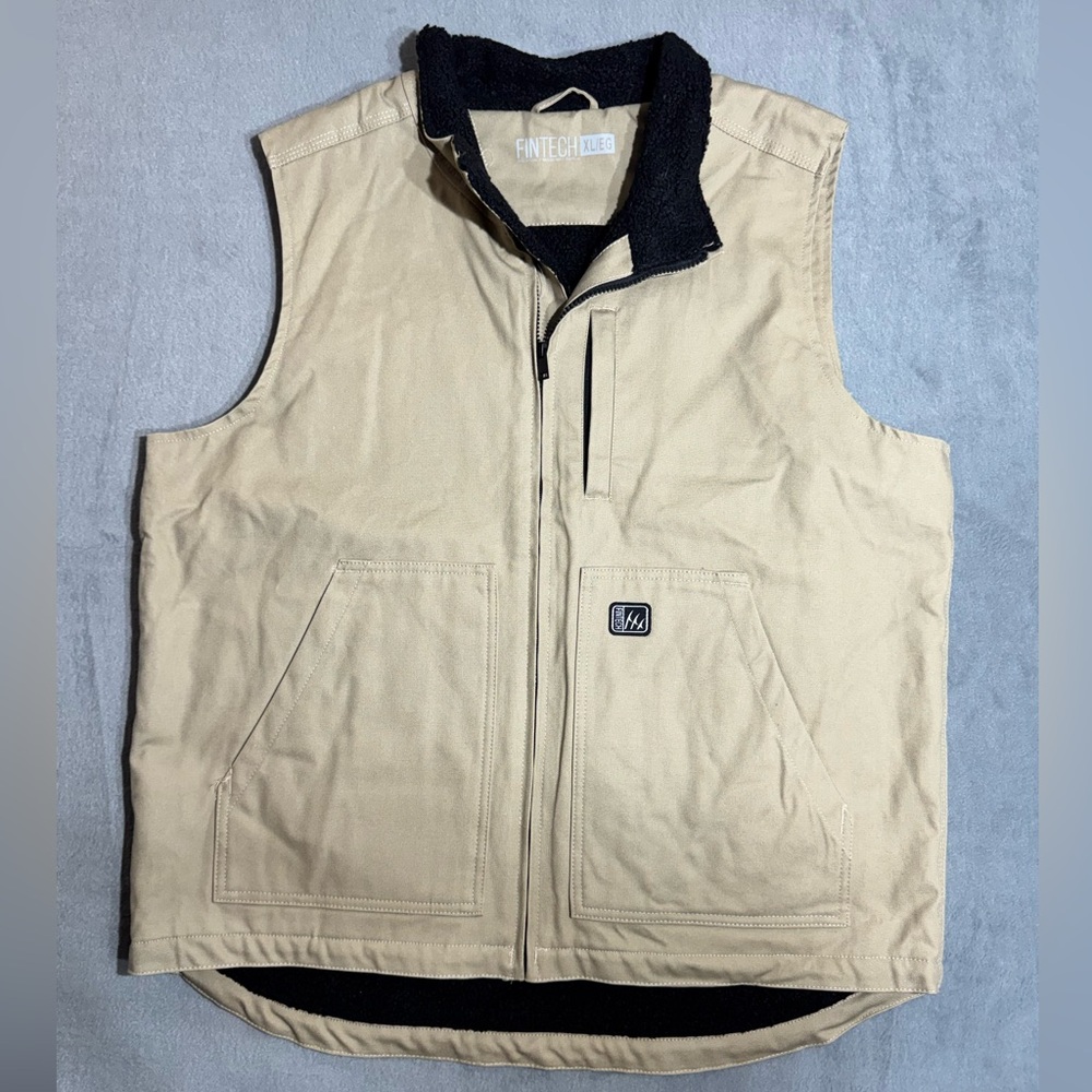 Fintech Vest Mens XLarge Fleece Lined Utility Pockets Workwear Hunting